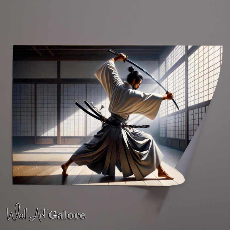 Buy Unframed Poster : (Blade Ballet a samurai practicing)