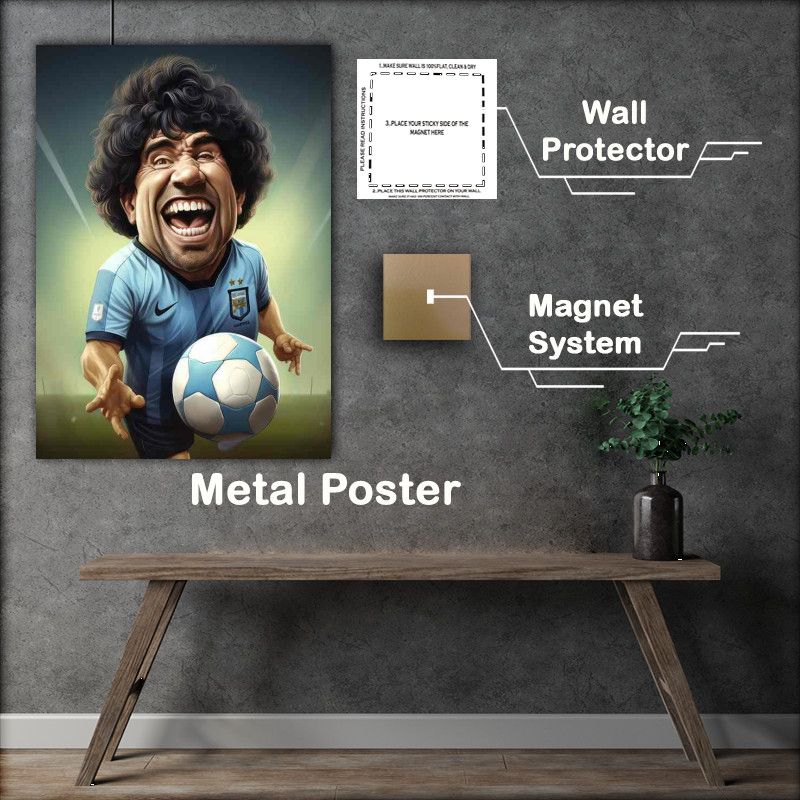 Buy Metal Poster : (Caricature of Diego Maradona)