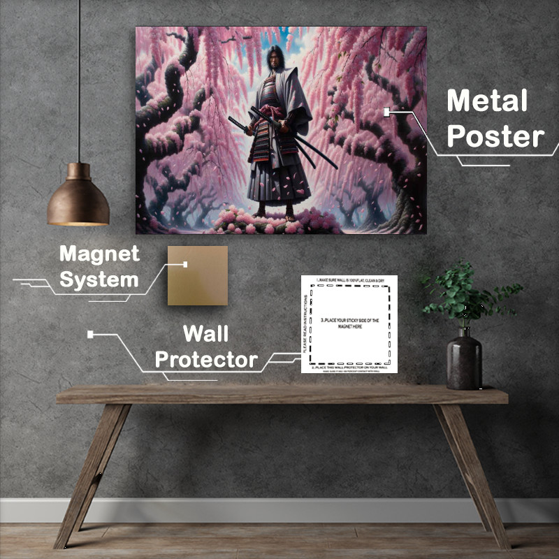 Buy Metal Poster : (Sakura Sentinel a samurai and the cherry blossoms)