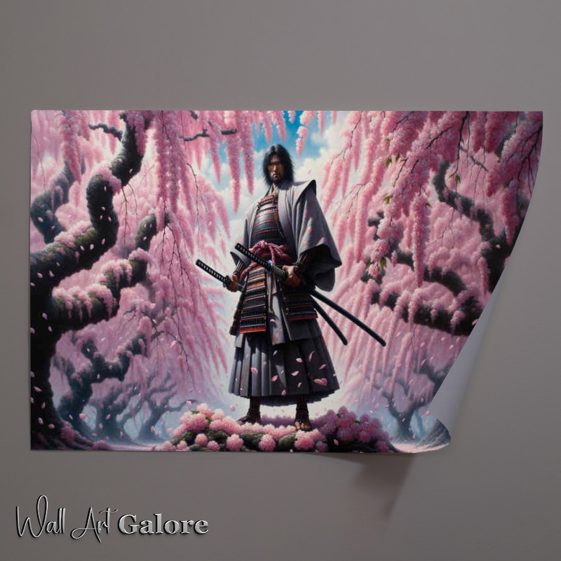 Buy Unframed Poster : (Sakura Sentinel a samurai and the cherry blossoms)