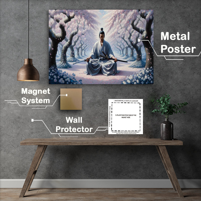 Buy Metal Poster : (Serenity and Steel a samurai warrior sitting meditation)