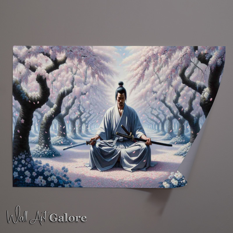 Buy Unframed Poster : (Serenity and Steel a samurai warrior sitting meditation)