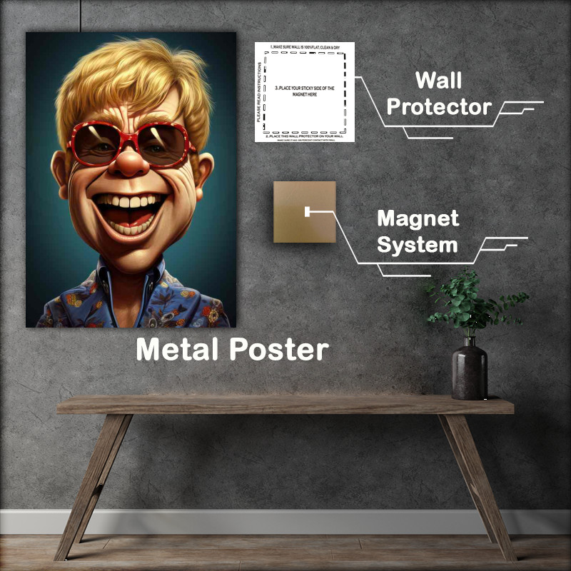 Buy Metal Poster : (Caricature of Elton John)