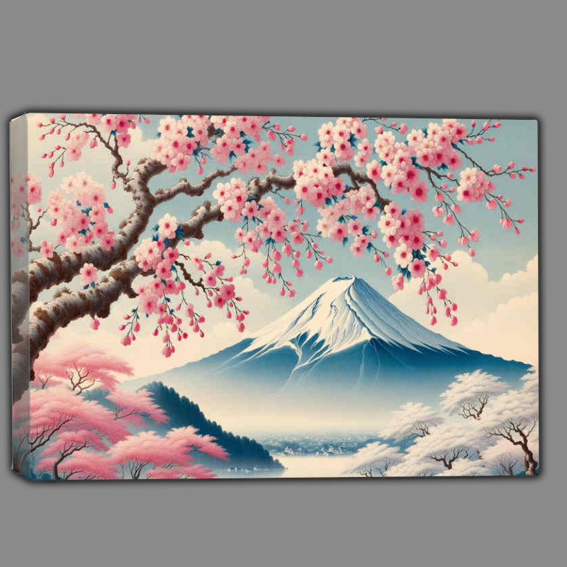 Buy Canvas : (Fuji and Florals the ethereal beauty of Mount Fuji)