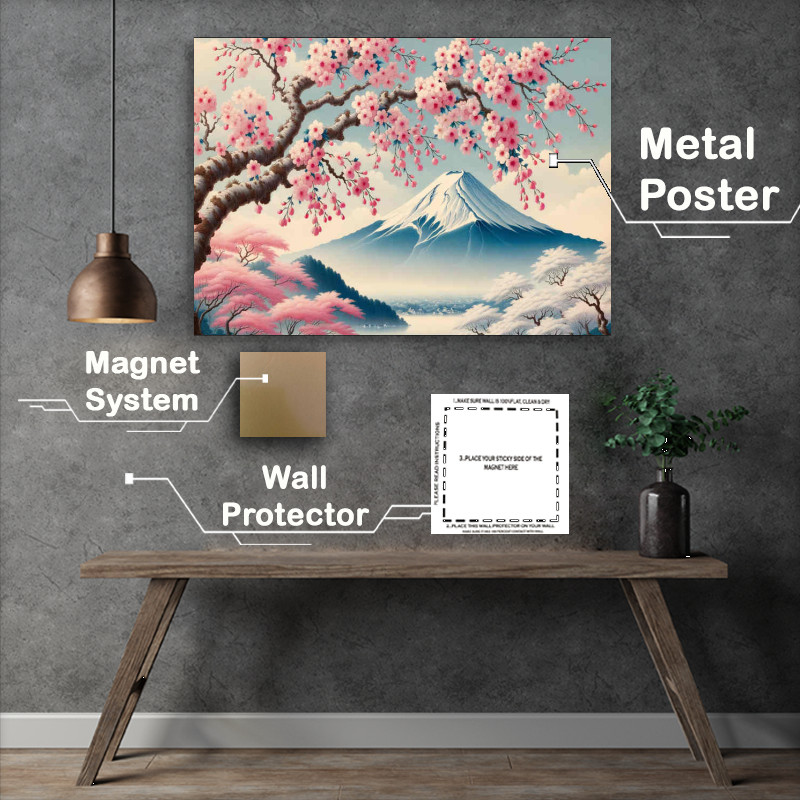 Buy Metal Poster : (Fuji and Florals the ethereal beauty of Mount Fuji)