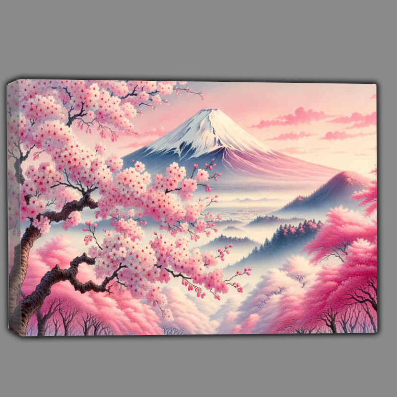 Buy Canvas : (Sakura Splendor Mount Fuji standing tall)