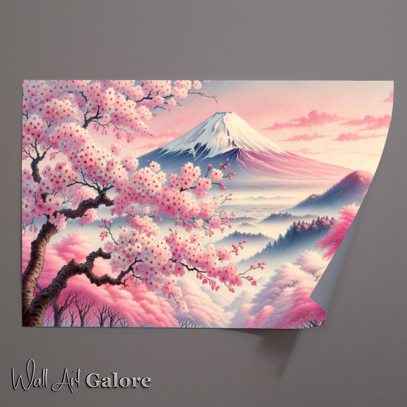 Buy Unframed Poster : (Sakura Splendor Mount Fuji standing tall)