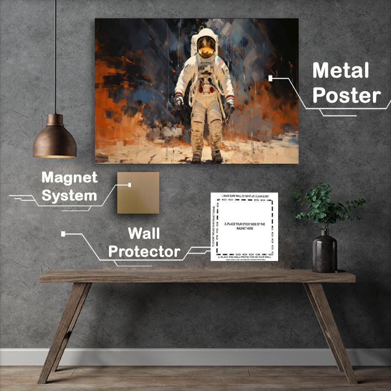 Buy Metal Poster : (Astronaut standing in space painted style)
