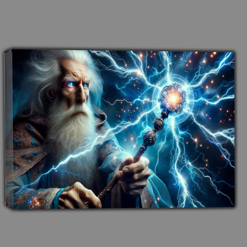 Buy Canvas : (Magical Mastery an elder wizard his eyes alight with focus)