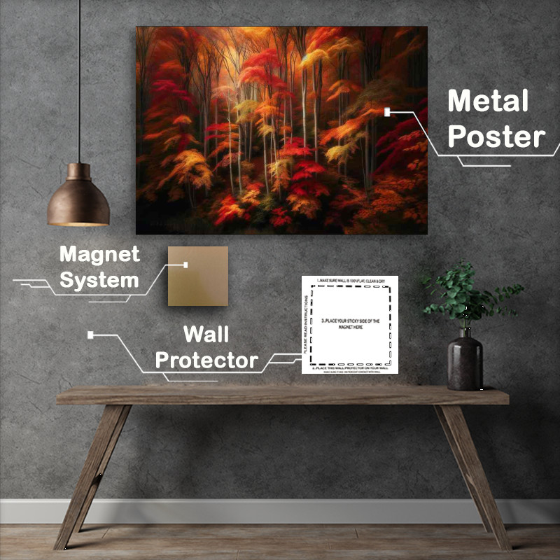 Buy Metal Poster : (Whispers of Autumn a secluded grove)