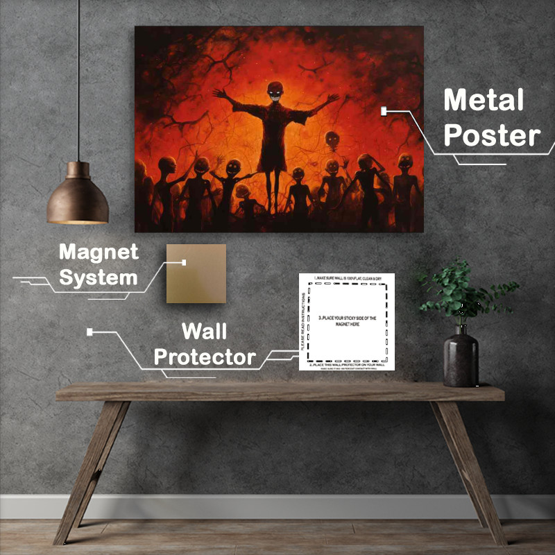 Buy Metal Poster : (Halloween zombies on a night out)