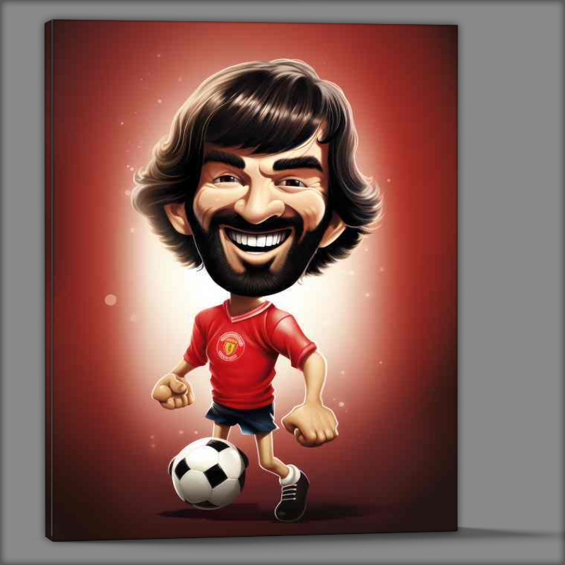 Buy Canvas : (Caricature of George best on the ball)
