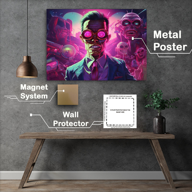 Buy Metal Poster : (Horror film poster pink skulls with glasses)