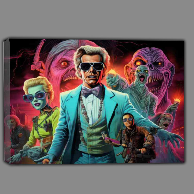 Buy Canvas : (Horror poster with monsters in background)