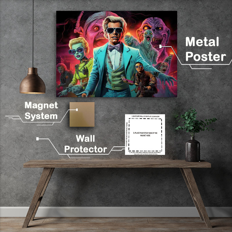 Buy Metal Poster : (Horror poster with monsters in background)