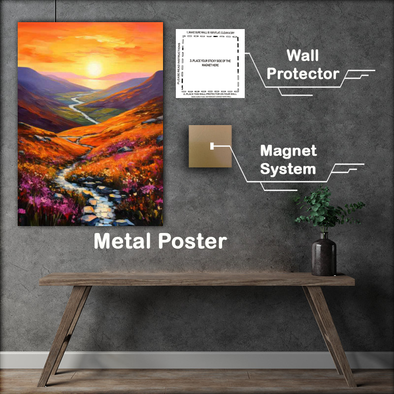 Buy Metal Poster : (Lovely setting sun amist the oranges and purples)