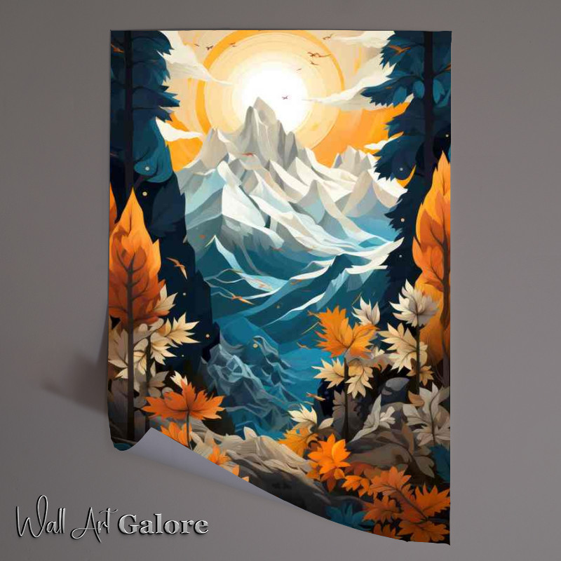 Buy Unframed Poster : (The Mountain range with autumn leaves)