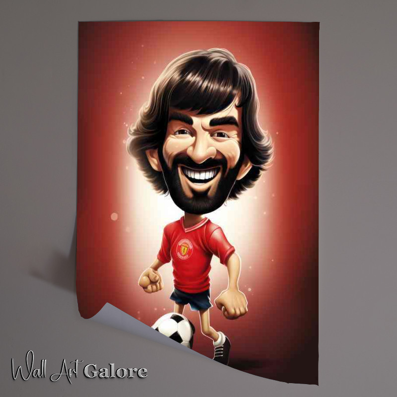Buy Unframed Poster : (Caricature of George best on the ball)