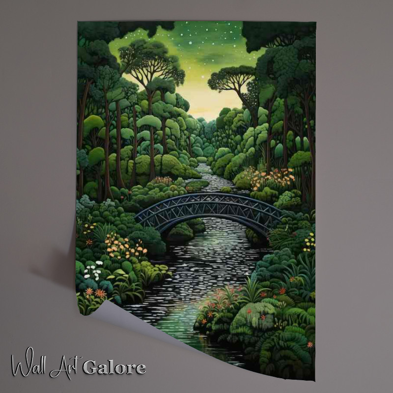Buy Unframed Poster : (Bridge over the river with green trees)