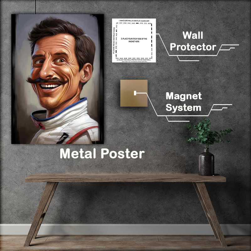 Buy Metal Poster : (Caricature of Graham Hill driver)