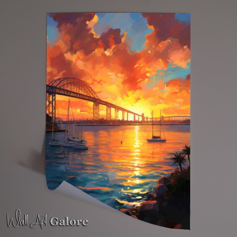Buy Unframed Poster : (San Diego sea line with the setting suns reflections)