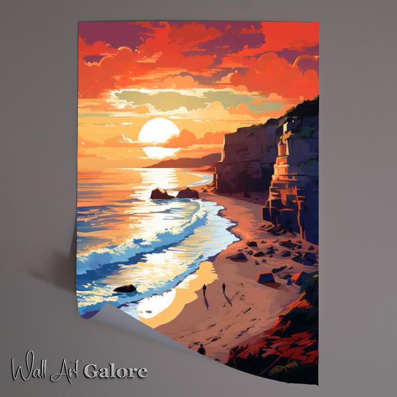 Buy Unframed Poster : (Sea And cliffs in a painted style)