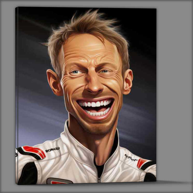 Buy Canvas : (Caricature of Jenson Button F1 driver)