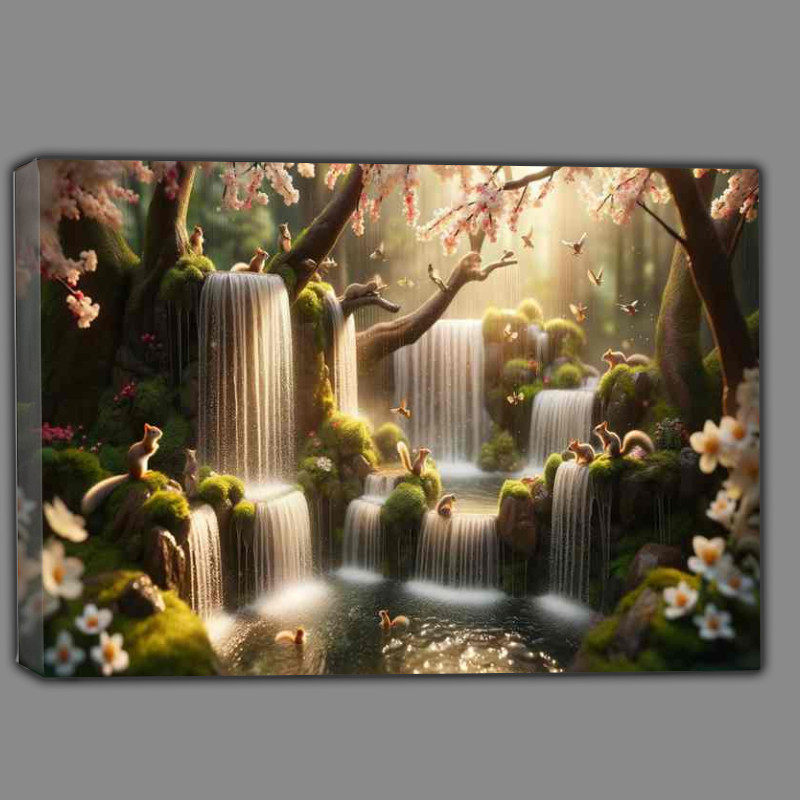 Buy Canvas : (Dreamy Drizzles showcasing a secluded forest spot)