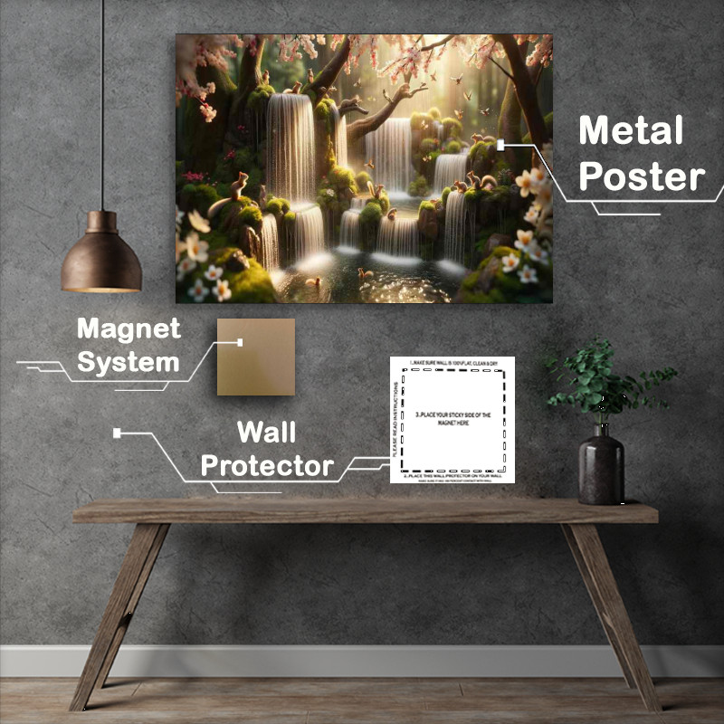 Buy Metal Poster : (Dreamy Drizzles showcasing a secluded forest spot)