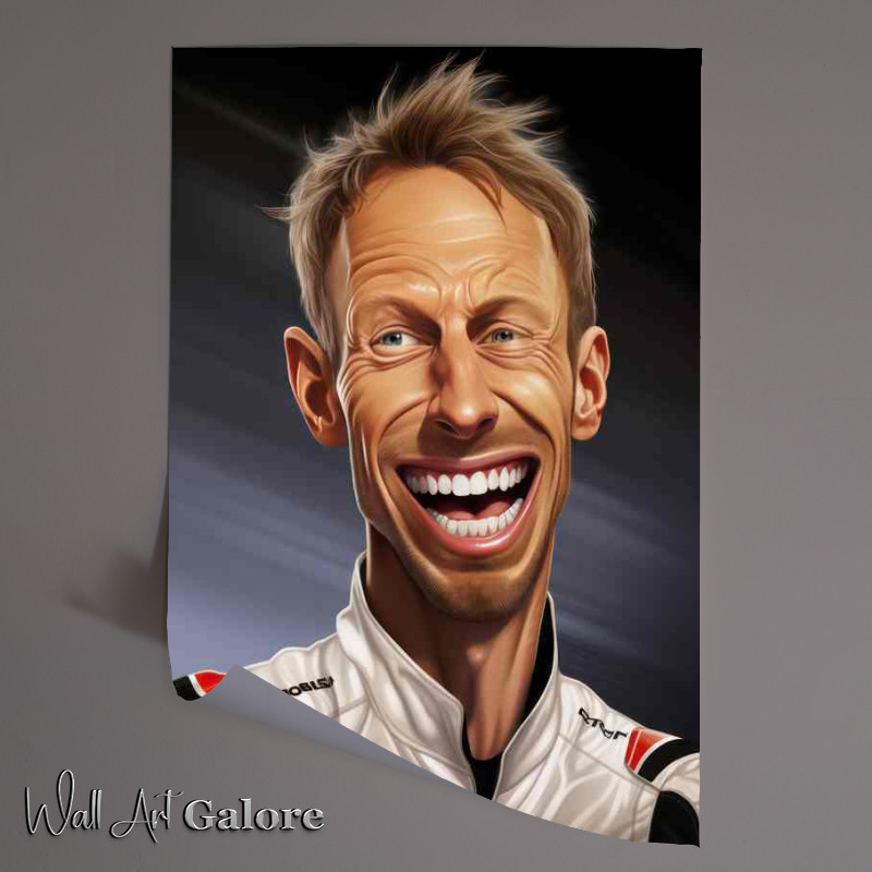 Buy Unframed Poster : (Caricature of Jenson Button F1 driver)