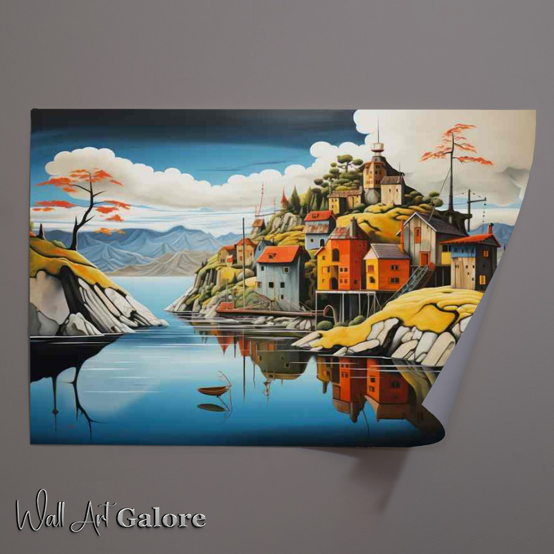 Buy Unframed Poster : (Houses nestled on the hil surrounded by the sea)
