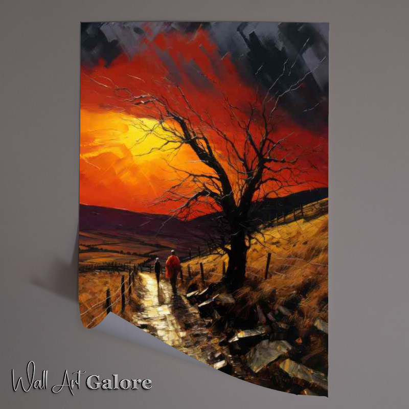 Buy Unframed Poster : (Lonely tree down the single track evening sky)