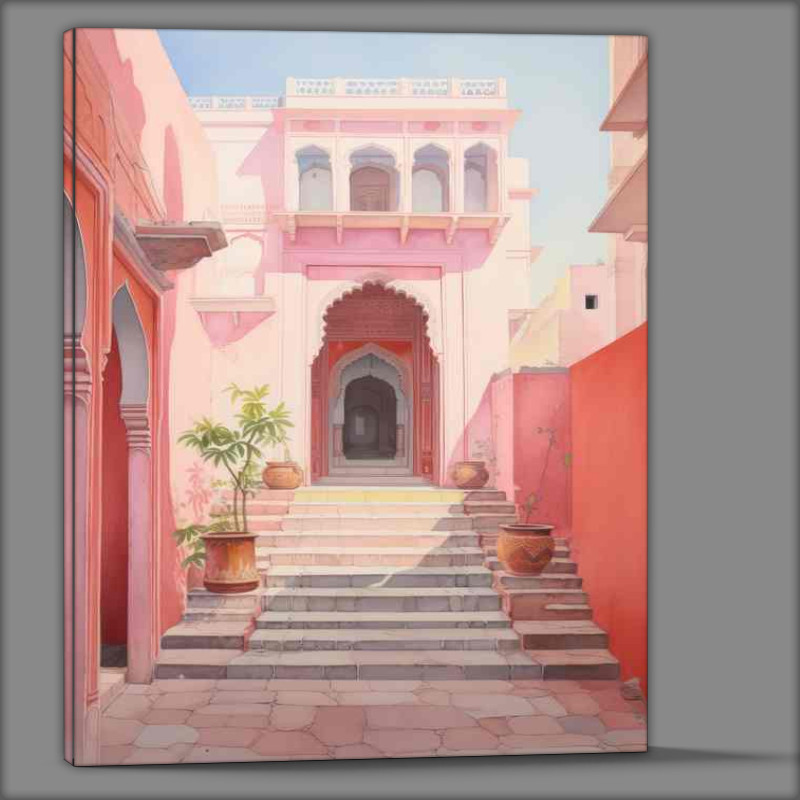 Buy Canvas : (The Pink House with a elegant entrance)