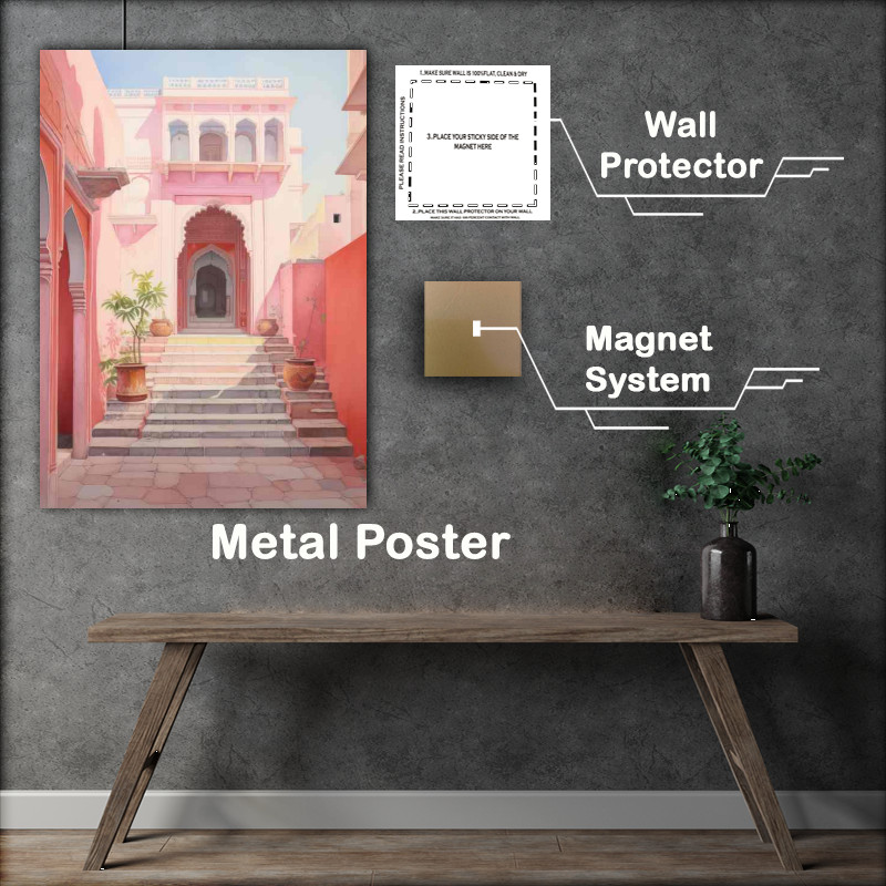 Buy Metal Poster : (The Pink House with a elegant entrance)