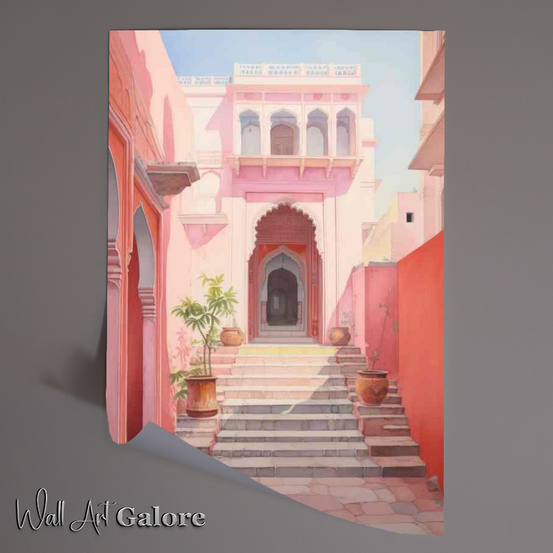Buy Unframed Poster : (The Pink House with a elegant entrance)