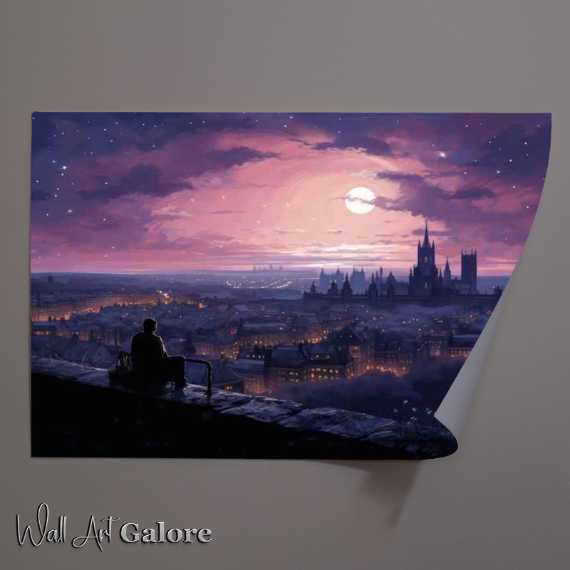 Buy Unframed Poster : (City at night looking across the purple skyline)