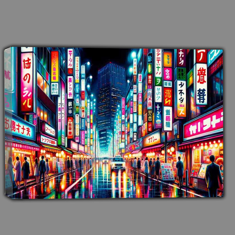 Buy Canvas : (Neon Nirvana of Tokyos bustling streets)
