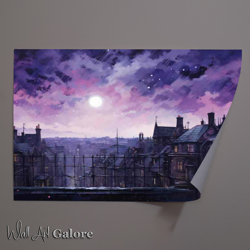 Buy Unframed Poster : (Purple sky at night in the city centre)