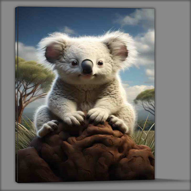 Buy Canvas : (A little koala sitting on grass in the desert)