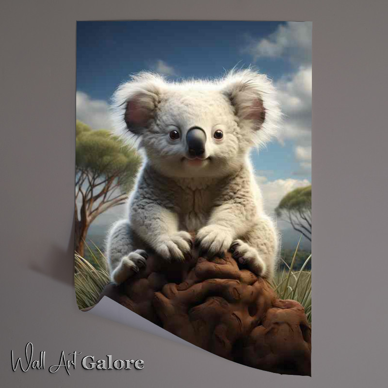 Buy Unframed Poster : (A little koala sitting on grass in the desert)