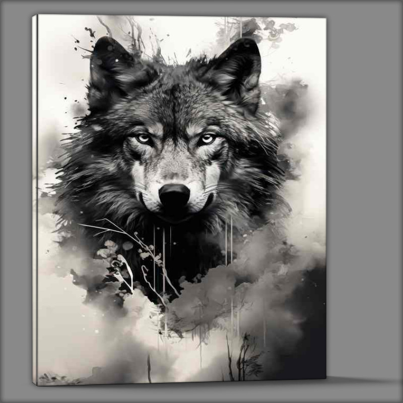 Buy Canvas : (Black and white lone wolf)