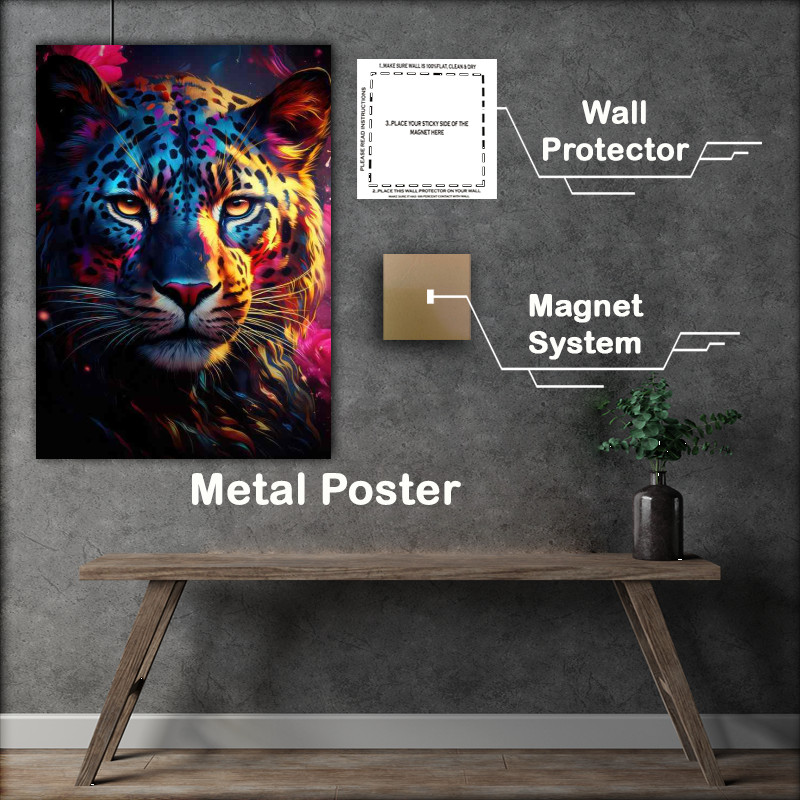Buy Metal Poster : (Colourful Leopard with bright eyes)
