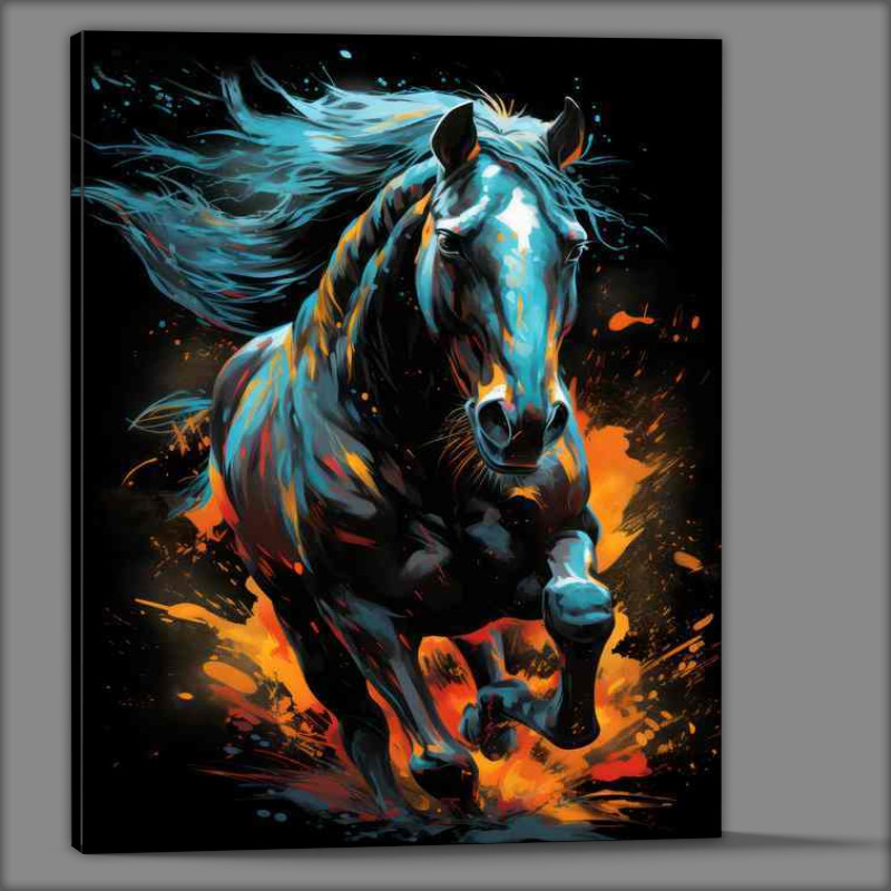 Buy Canvas : (Colourful horse running splash of colour)