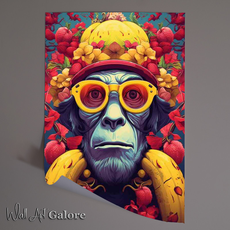 Buy Unframed Poster : (Monkey Mischief Cap Wearing Primates Among Bananas)