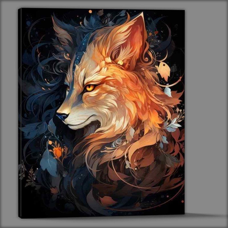 Buy Canvas : (Moon Wolf Painted Style dark background)