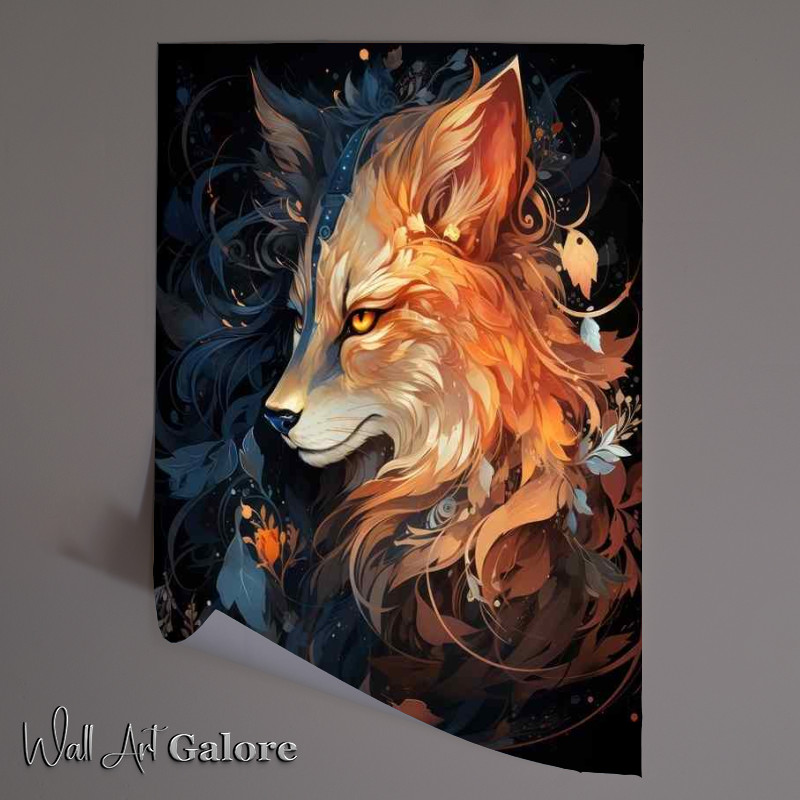 Buy Unframed Poster : (Moon Wolf Painted Style dark background)