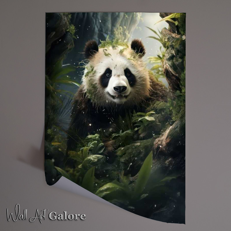 Buy Unframed Poster : (Panda in bamboo mountains with green folliage)