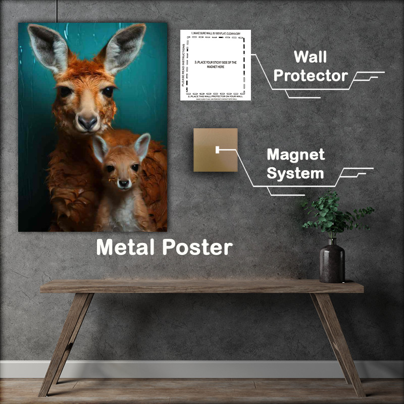 Buy Metal Poster : (Photo style of a Kangaroo and its joey)