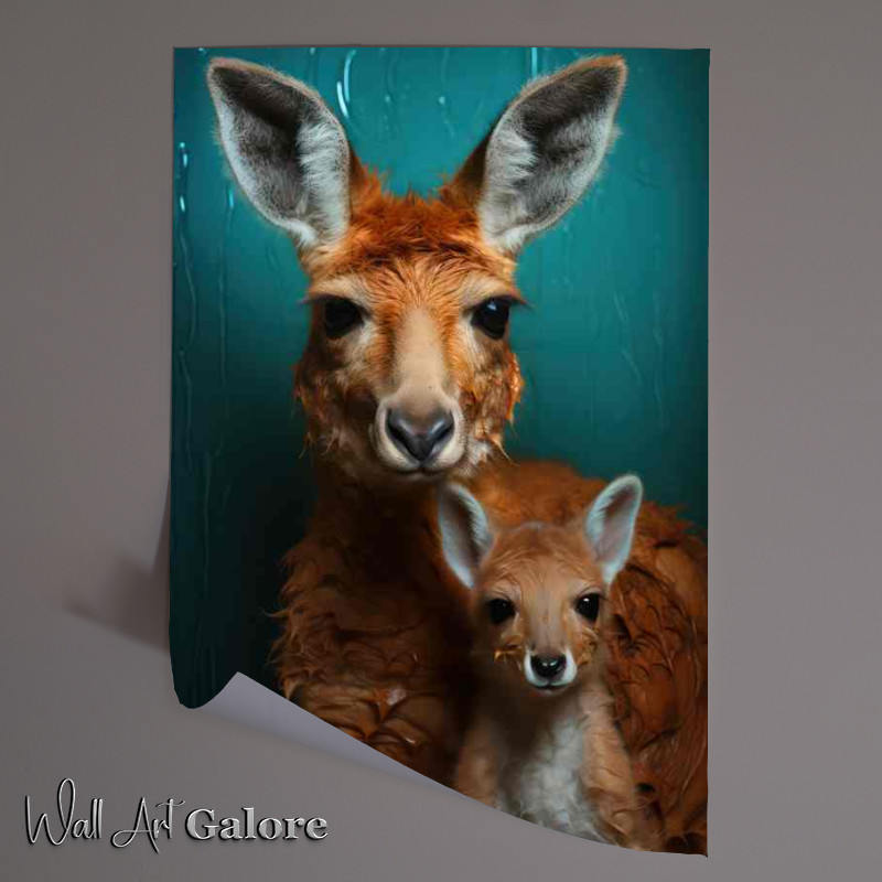 Buy Unframed Poster : (Photo style of a Kangaroo and its joey)