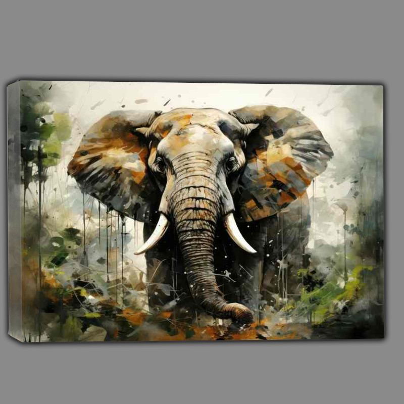 Buy Canvas : (Big Elephant in the forest in a painted style)